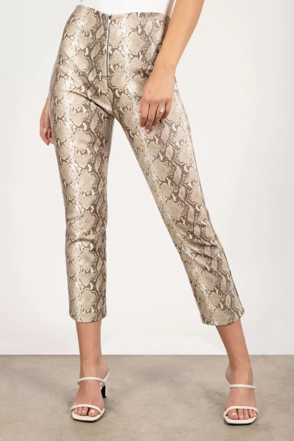 Pants*Tobi Hiss Kiss Leather Snake Print Pants Tan Multi