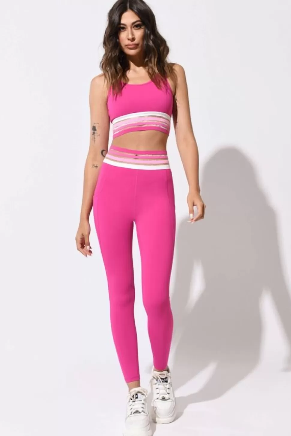 Activewear*Tobi Hot Girl Summer Mesh Trimmed Leggings Pink