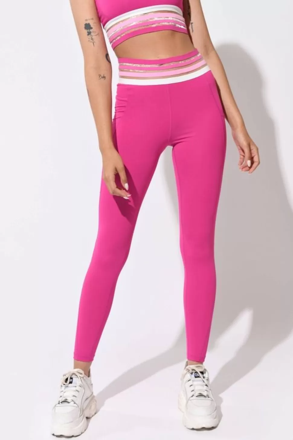 Activewear*Tobi Hot Girl Summer Mesh Trimmed Leggings Pink