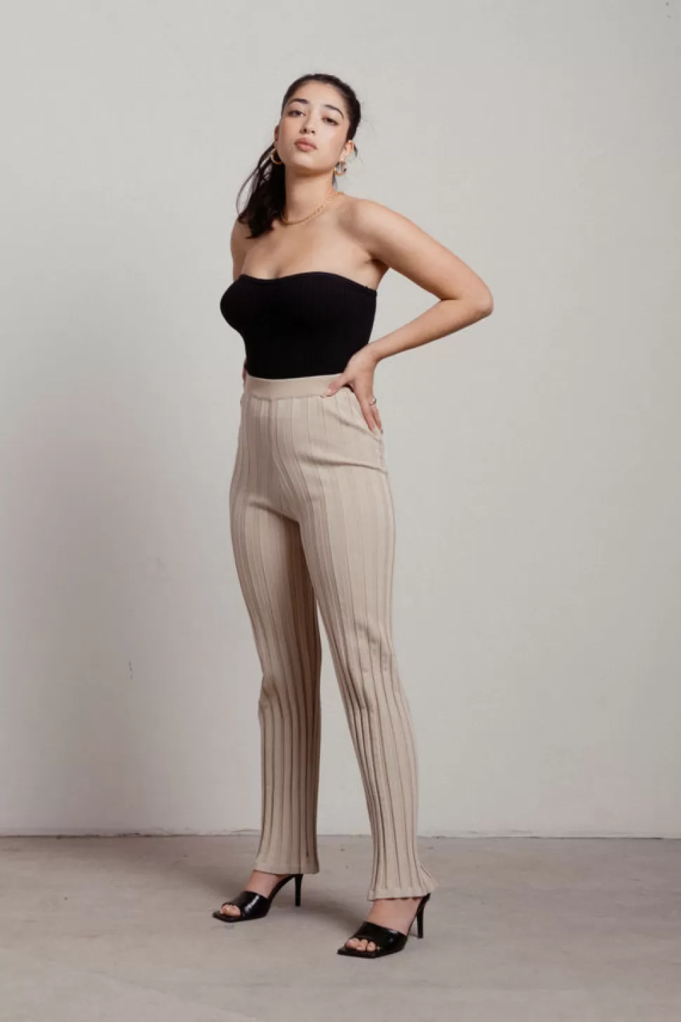 Going Out Tops*Tobi Huy Sweetheart Ribbed Tube Crop Top Black | Beige