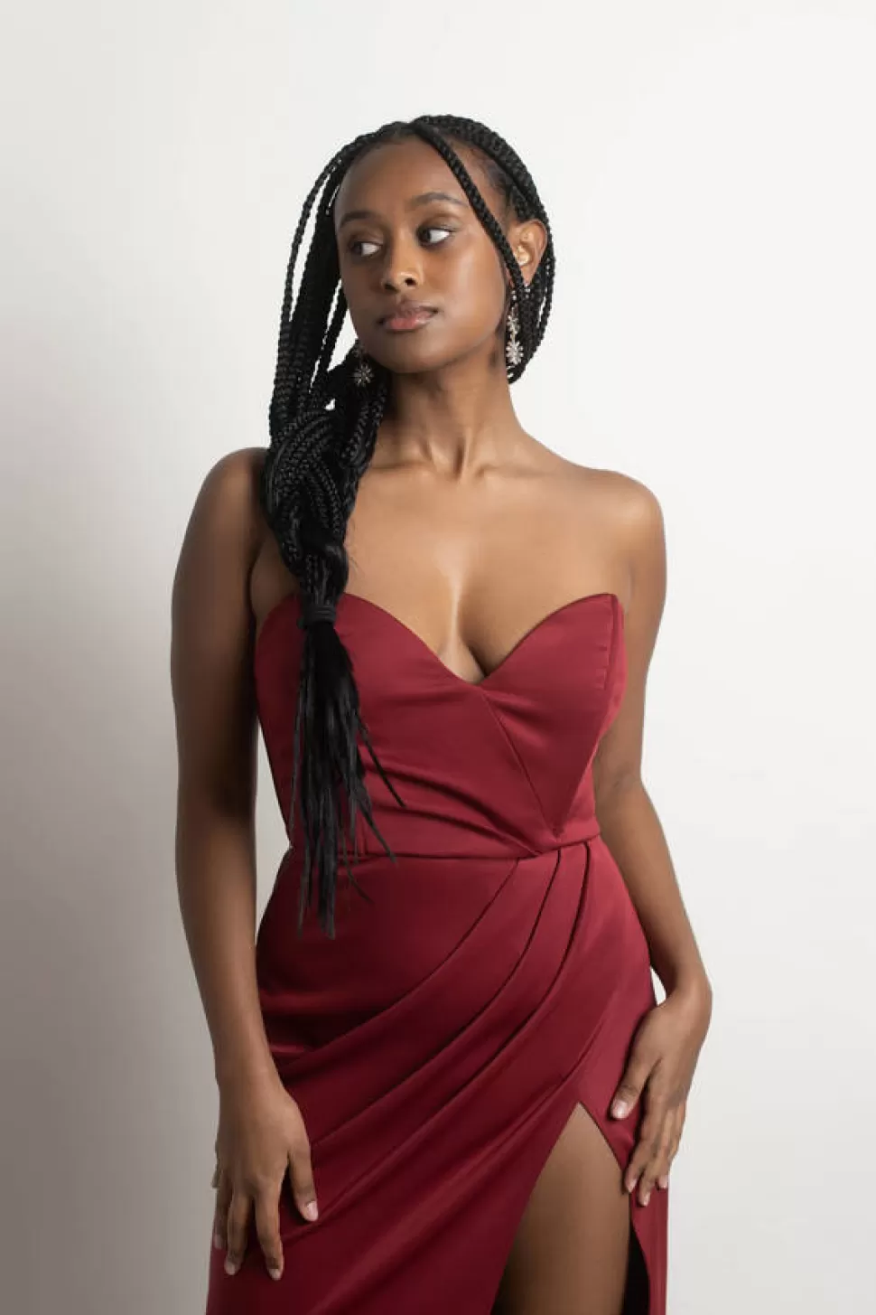 Bodycon Dresses*Tobi In A Dream Ruched Mermaid High Slit Maxi Dress Burgundy | Emerald