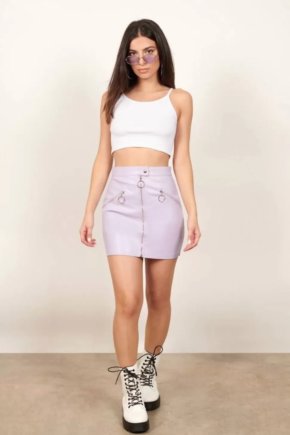 Skirts*Tobi Irena Faux Leather Mini Skirt Lavender