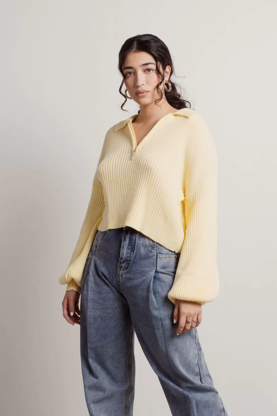 Long Sleeve Tops*Tobi Issa Vibe Half Zip Sweatshirt Yellow