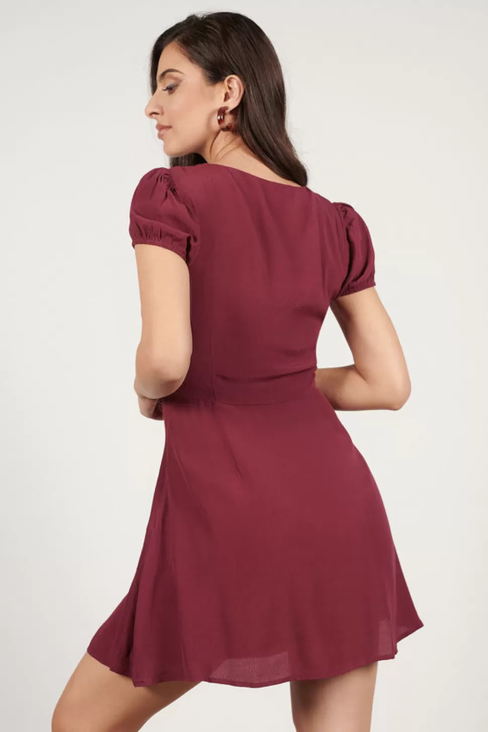 Skater Dresses*Tobi Jaycie Cap Sleeve Skater Dress Wine | Taupe