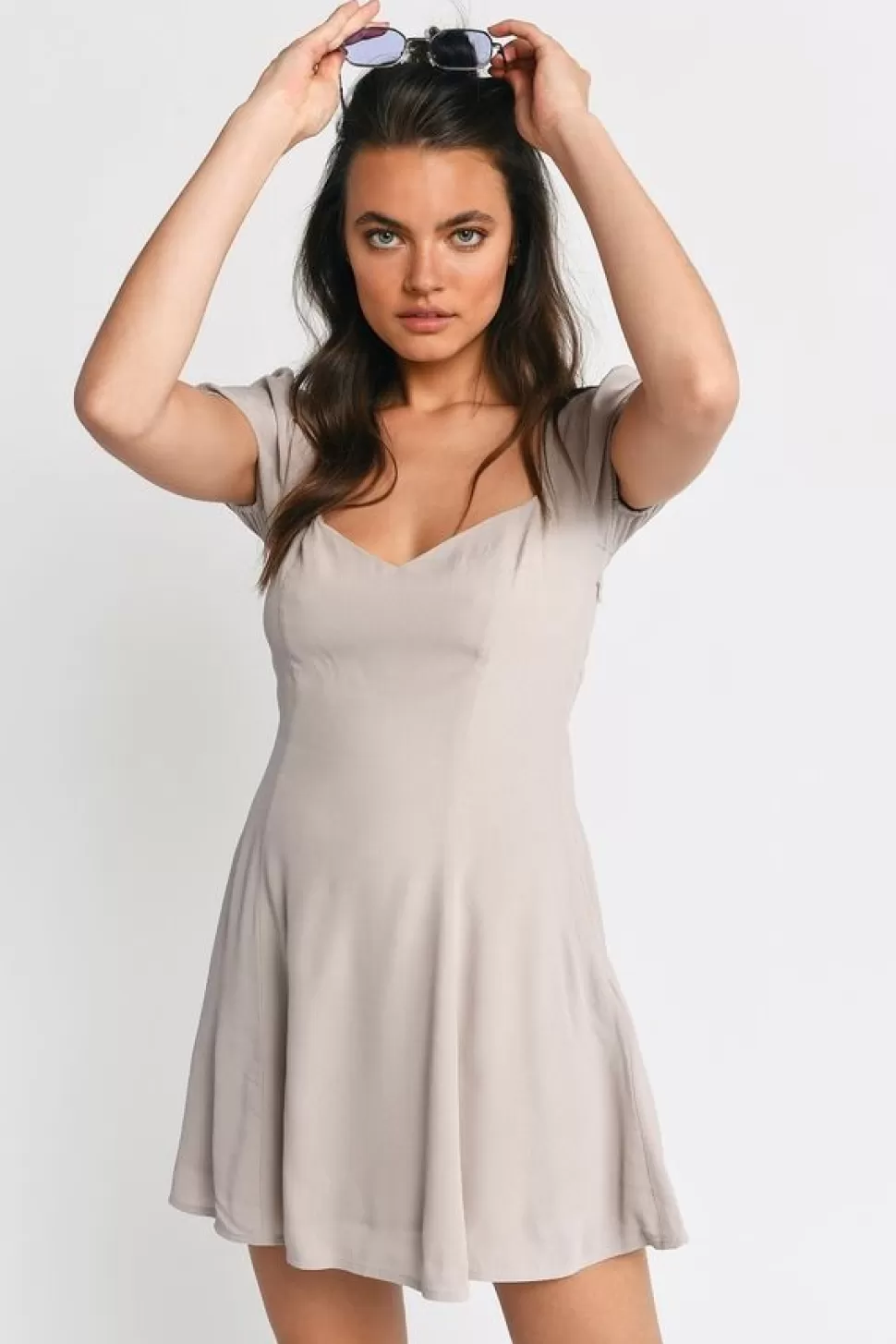 Skater Dresses*Tobi Jaycie Cap Sleeve Skater Dress Wine | Taupe