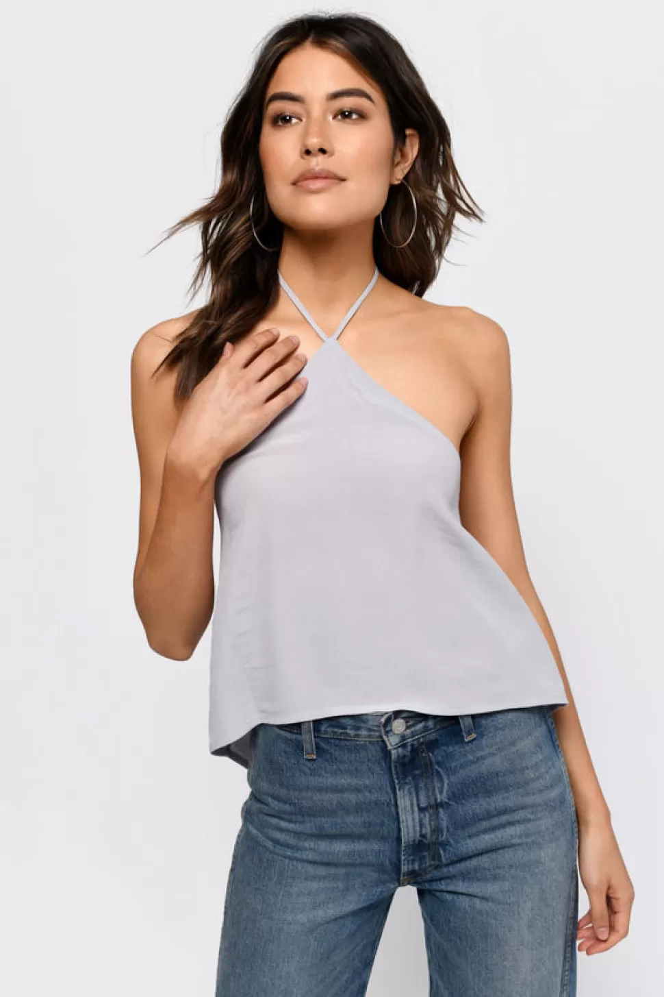 Going Out Tops*Tobi Jen Halter Tank Grey | Wine