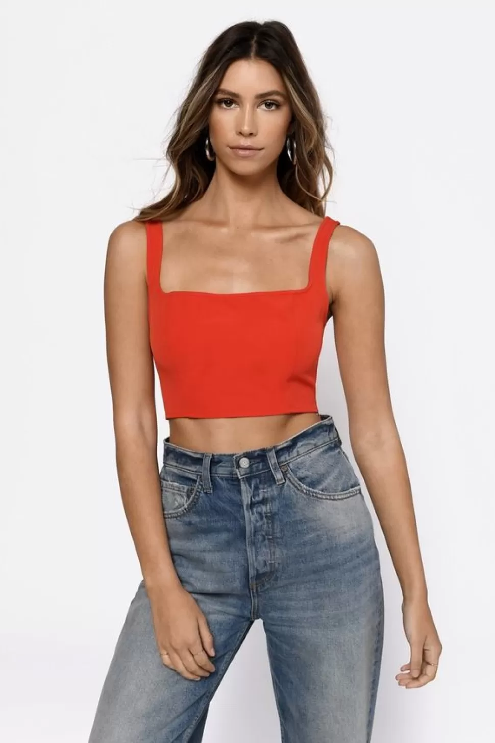 Going Out Tops*Tobi Jennie Square Neck Tank Red Orange | Pink