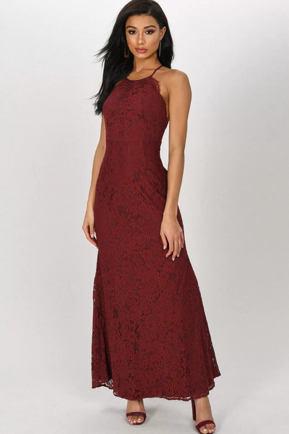 Black Tie & Evening Dresses*Tobi Joanna Lace Maxi Dress Wine