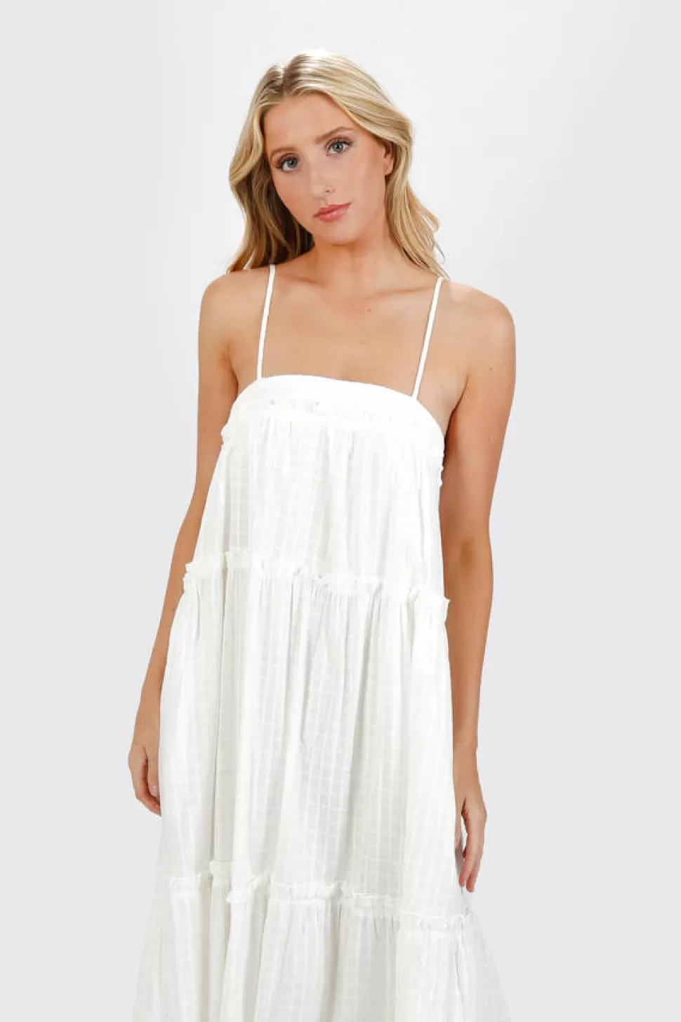 Boho Dresses*Tobi Julianne Tiered Trapeze Maxi Dress White