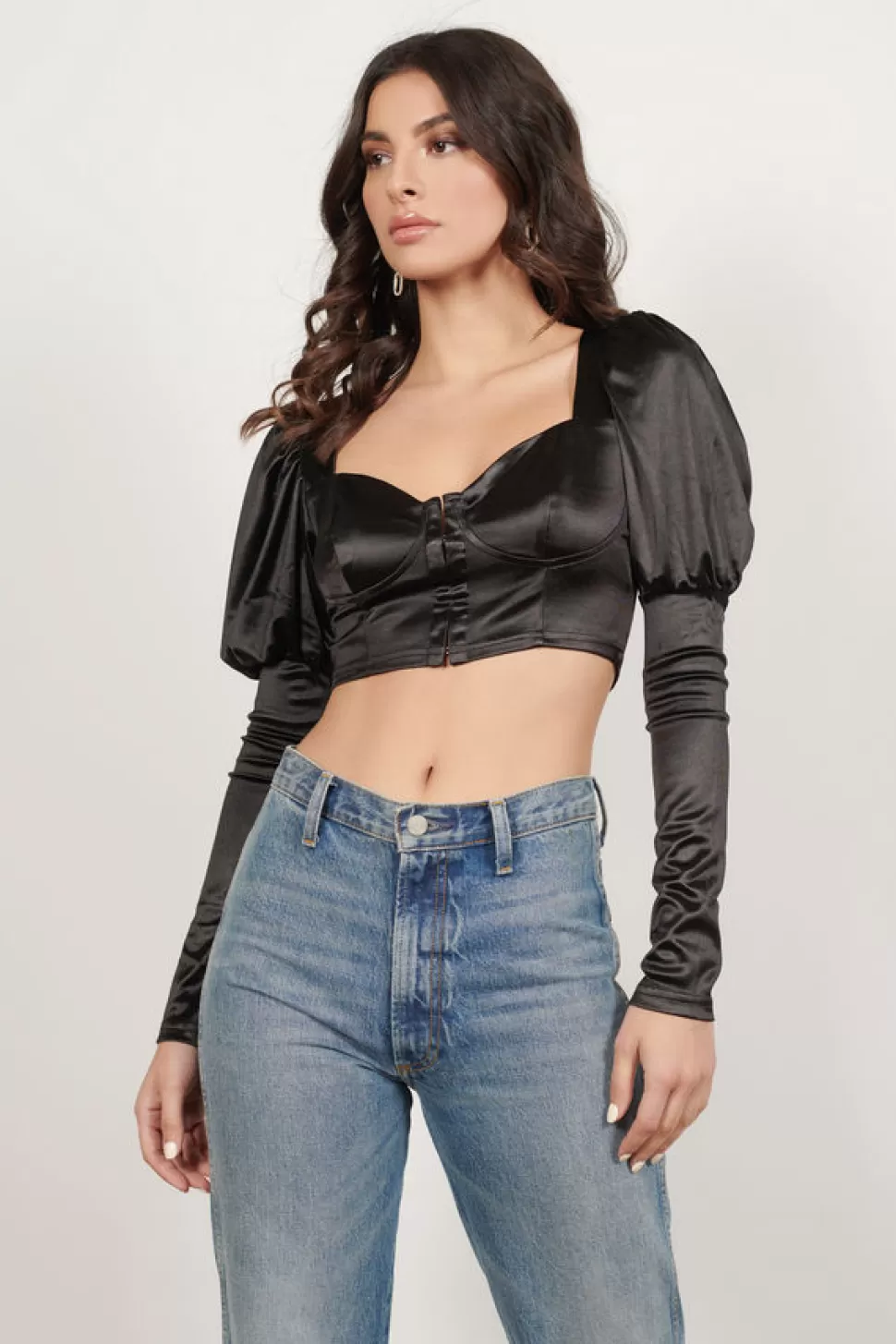 Crop Tops*Tobi Juliette Long Sleeve Crop Top Black