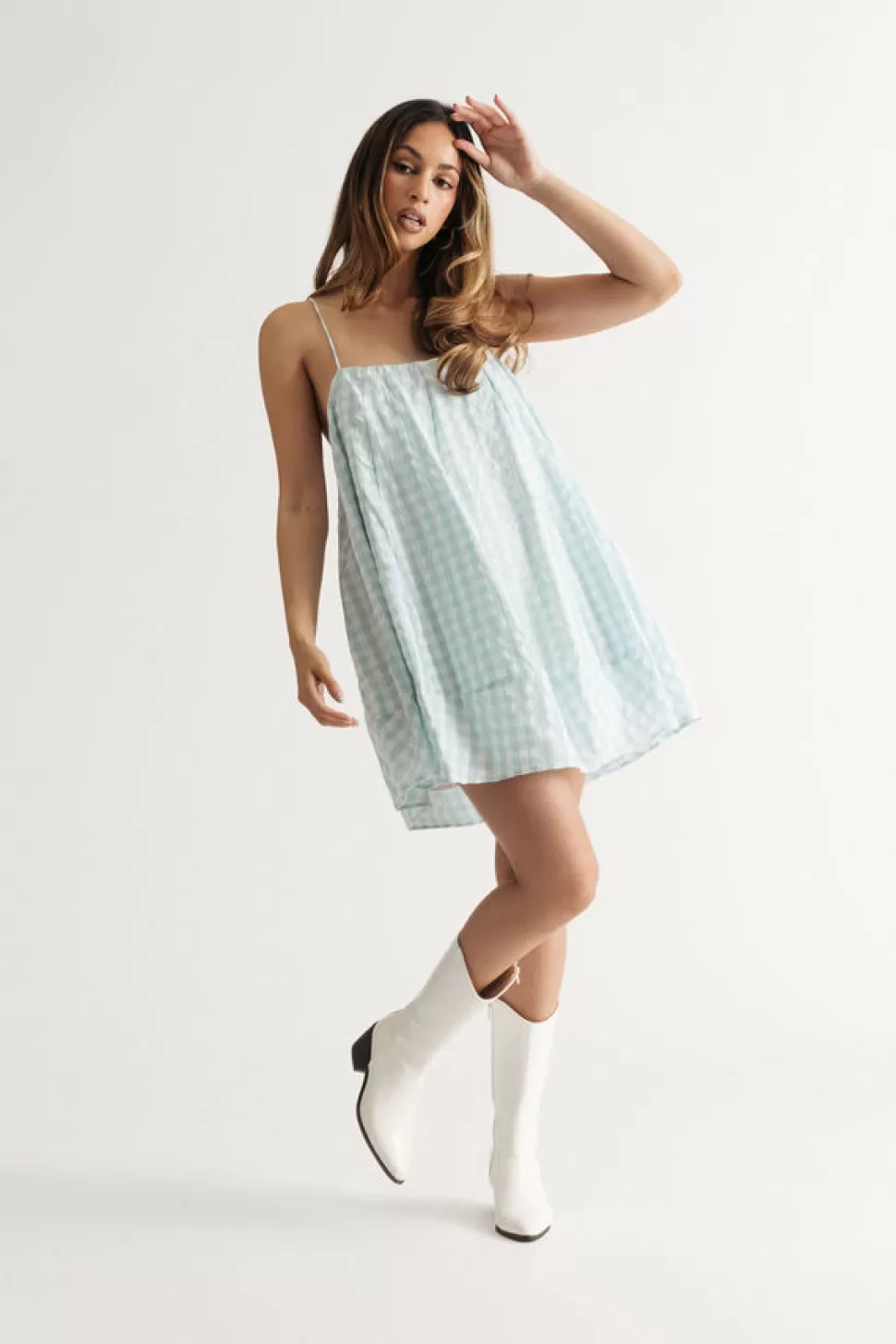 Sundresses*Tobi Just A Whisper Checkered Bubble Shift Dress Mint