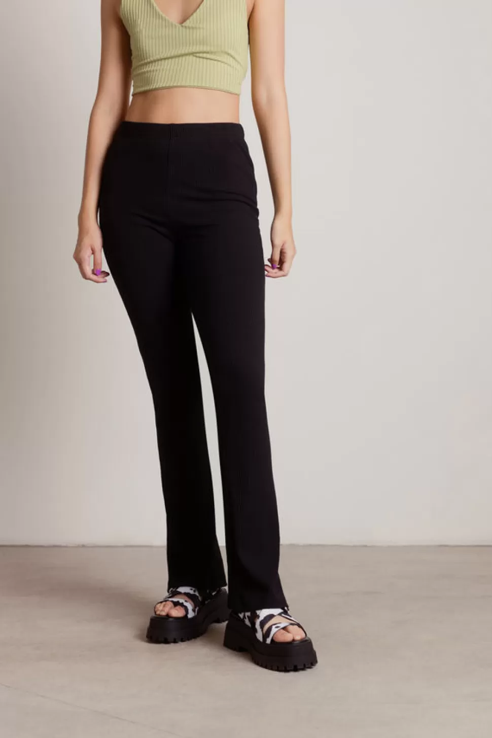 Pants*Tobi Just Dance Ribbed Flared Pants Black