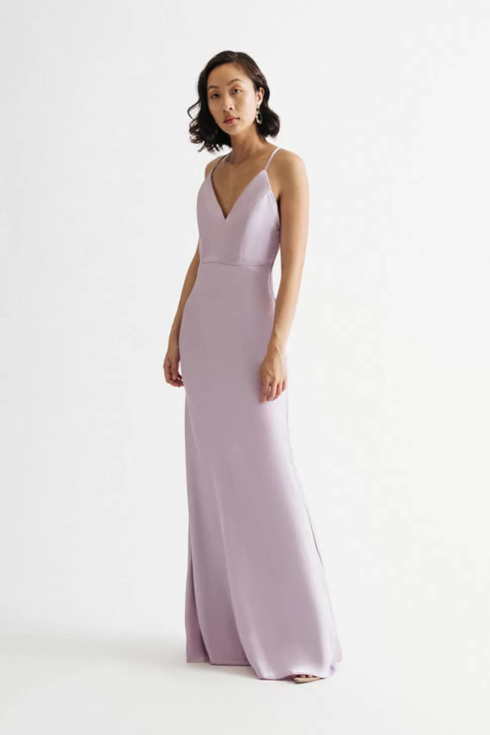 Black Tie & Evening Dresses*Tobi Kaylin Satin Mermaid Back Twist Maxi Dress Lavender