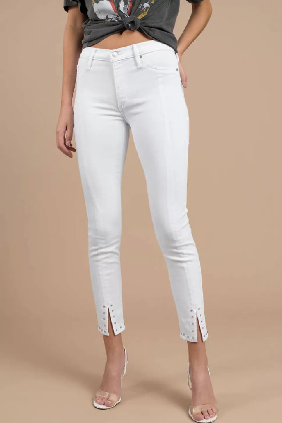 Pants*Tobi Kendall Front Slit Skinny Jeans White