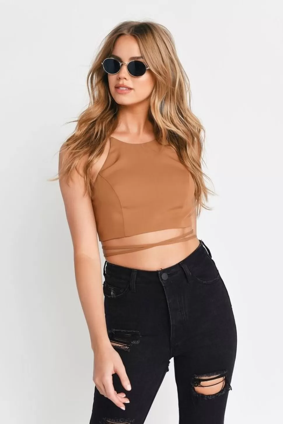 Going Out Tops*Tobi Kendall Wrap Up Crop Top Camel