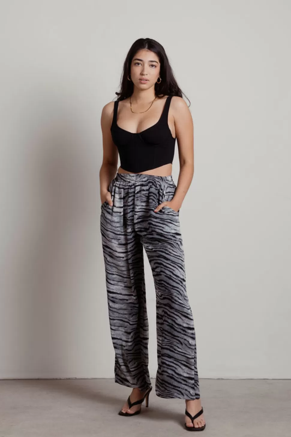 Pants*Tobi Kimora Tiger Straight Leg Pants Grey