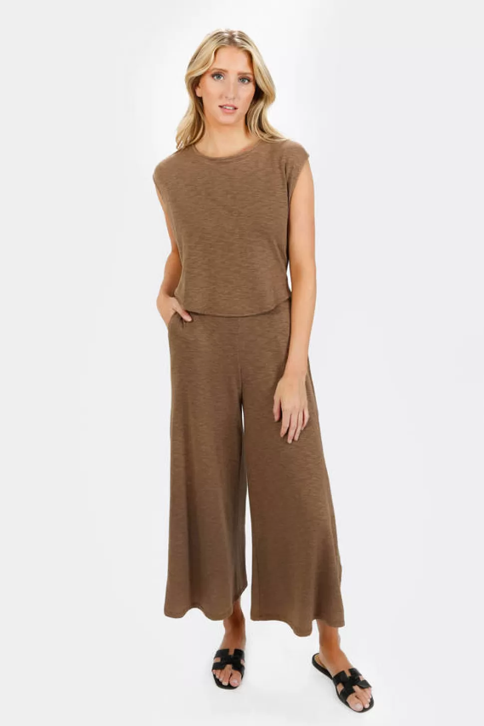 Rompers & Jumpsuits*Tobi Kirah Open Front Wide Leg Jumpsuit Mocha | Khaki Green