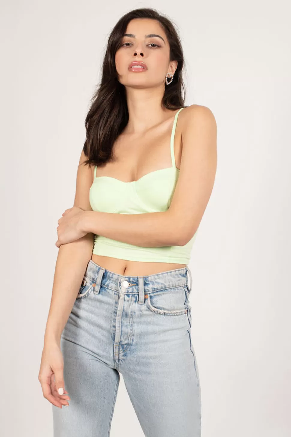 Going Out Tops*Tobi Kiwi Blast Bustier Crop Top Lime