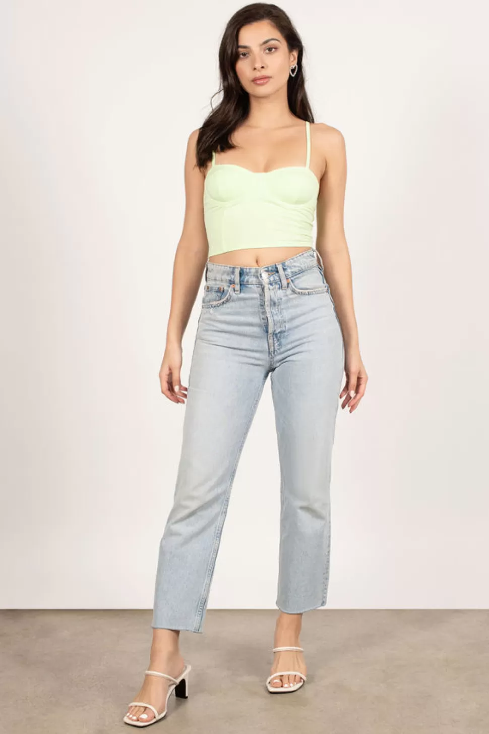 Going Out Tops*Tobi Kiwi Blast Bustier Crop Top Lime