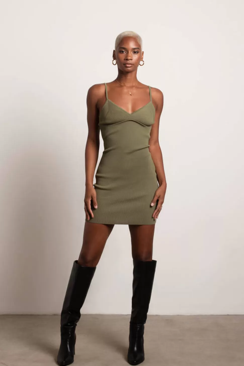 Casual Dresses*Tobi Kourtney Ribbed Bodycon Mini Dress Green