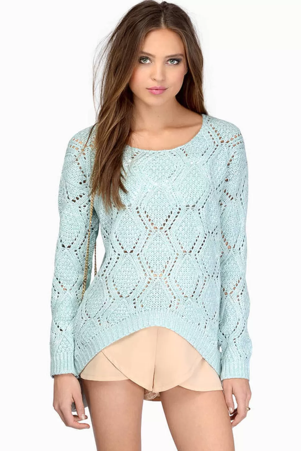 Sweaters & Cardigans*Tobi Krista Crochet Sweater Mint