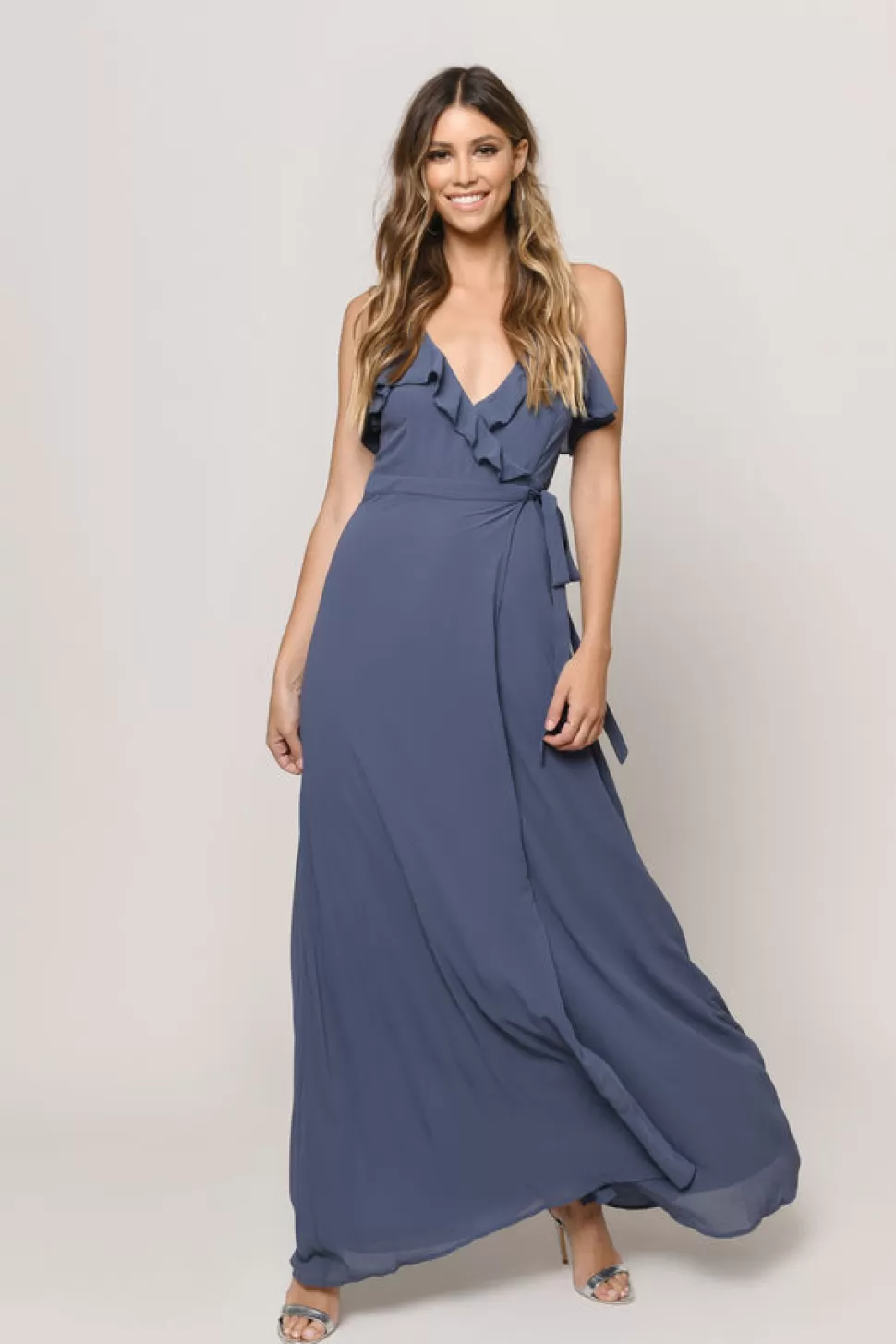 Black Tie & Evening Dresses*Tobi Kristen Wrap Maxi Dress Slate