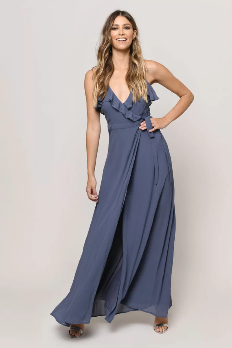 Black Tie & Evening Dresses*Tobi Kristen Wrap Maxi Dress Slate