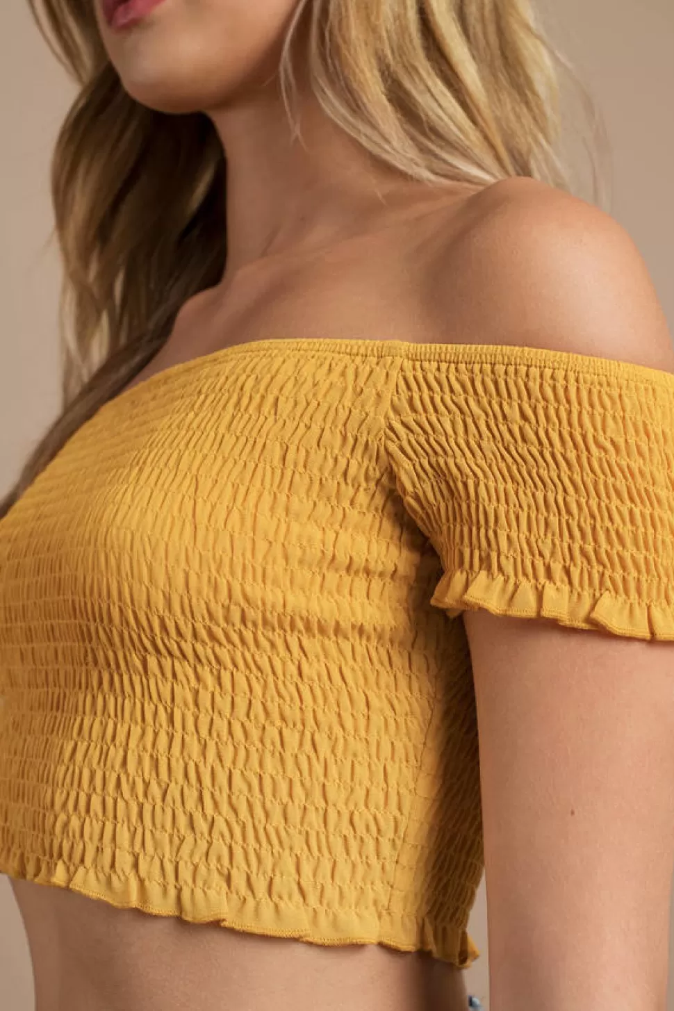 Off The Shoulder Tops*Tobi Kyla Off Shoulder Crop Top Marigold