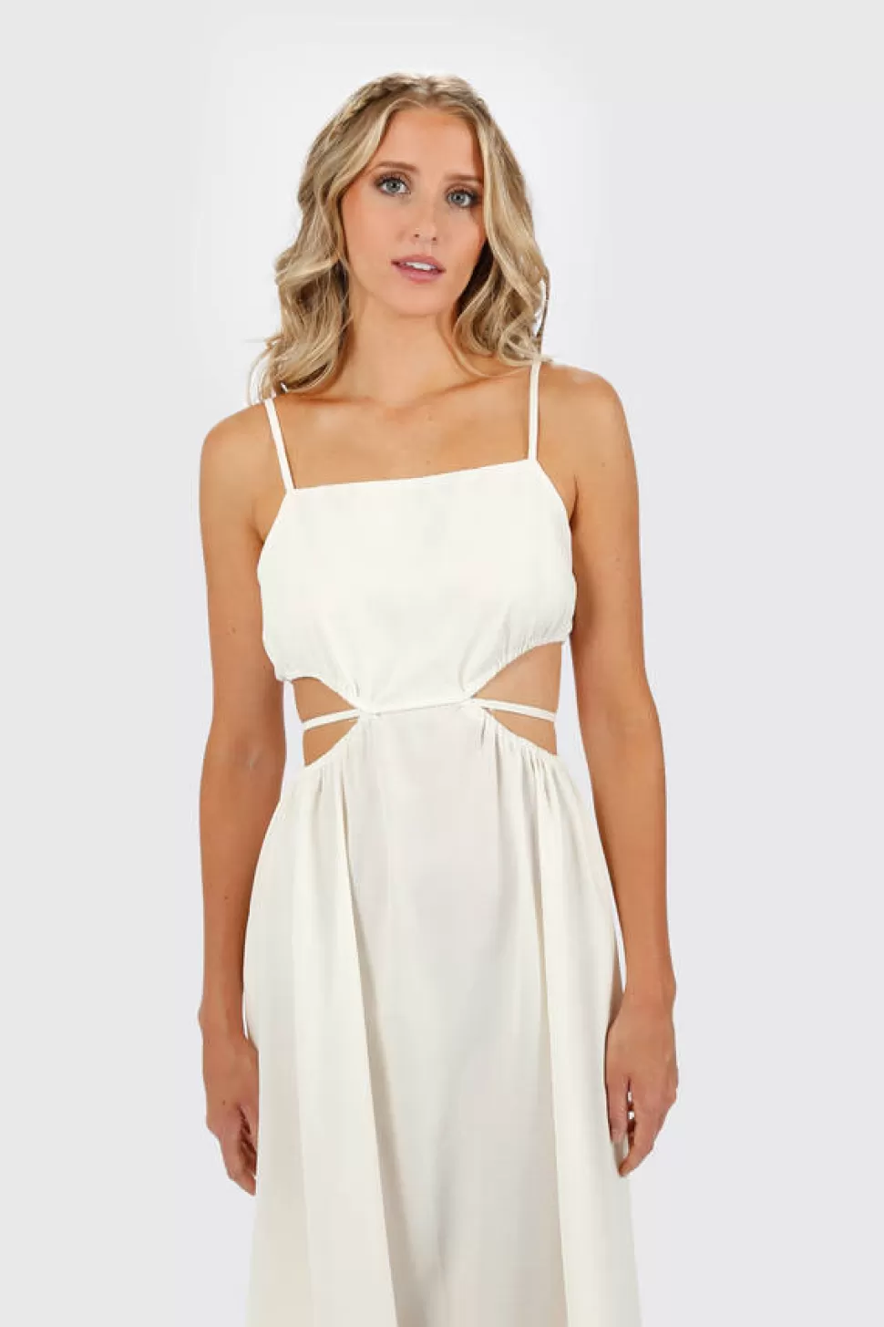 Sundresses*Tobi Kylee Sundress Cutout Waist With Strap Midi Dress Ivory