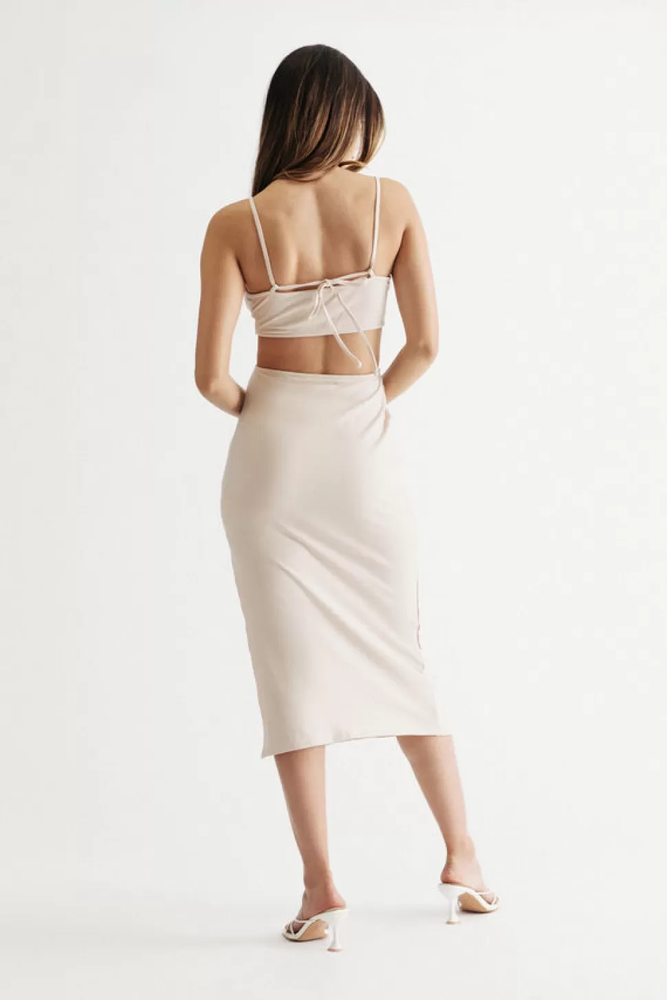 Cut Out Dresses*Tobi Lennon O-Ring Cutout Bodycon Midi Dress Beige | Sage | Chocolate Brown