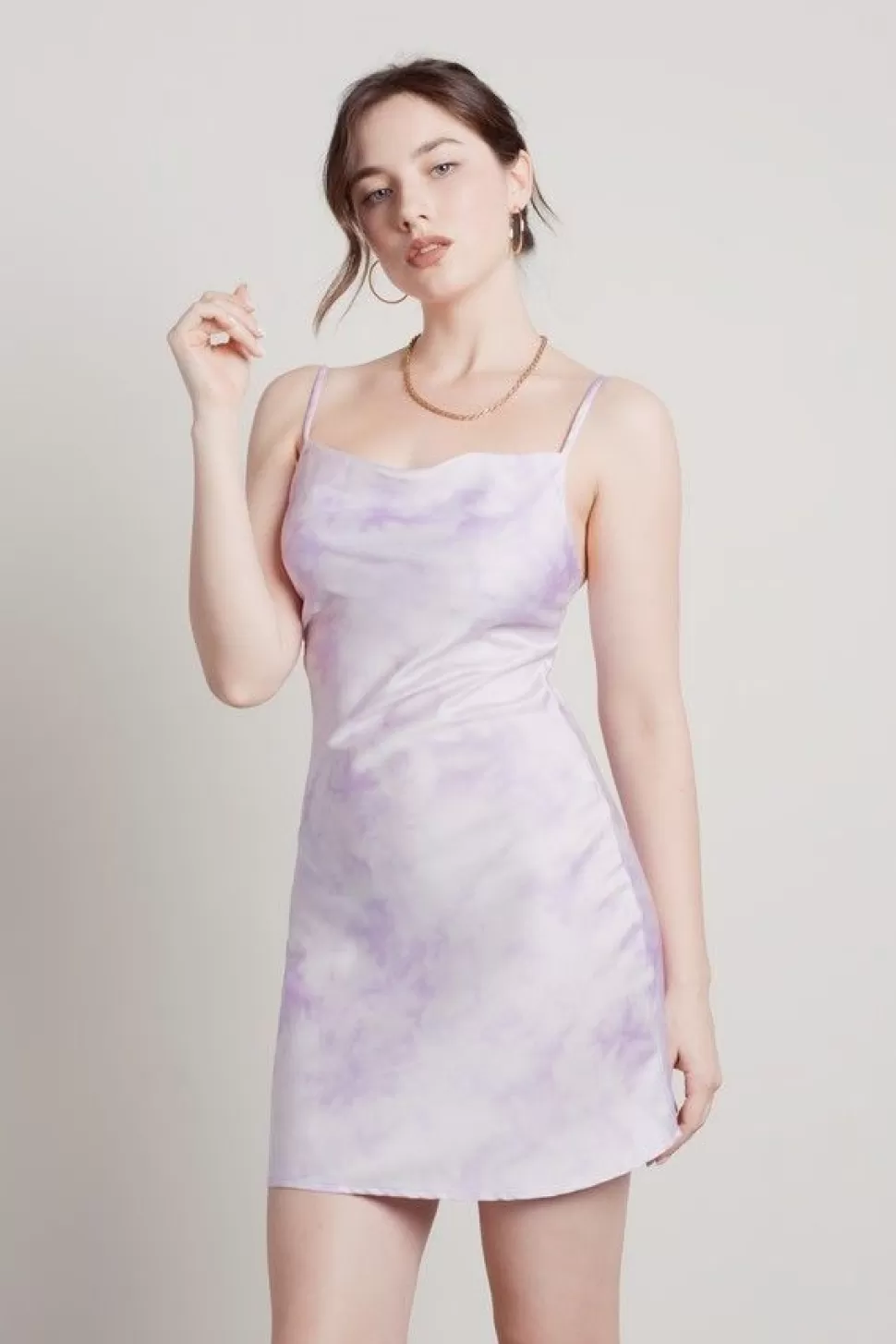 Black Tie & Evening Dresses*Tobi Lesli Tie-Dye Satin Bodycon Mini Dress Purple | Green