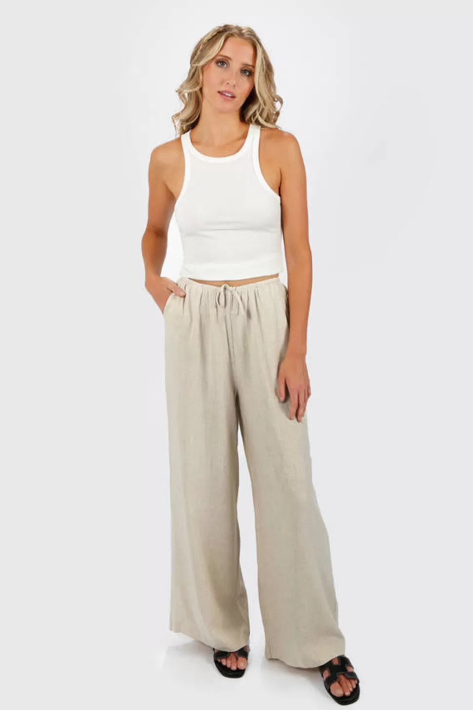 Pants*Tobi Lileth Linen Blend Pull On Pants Natural