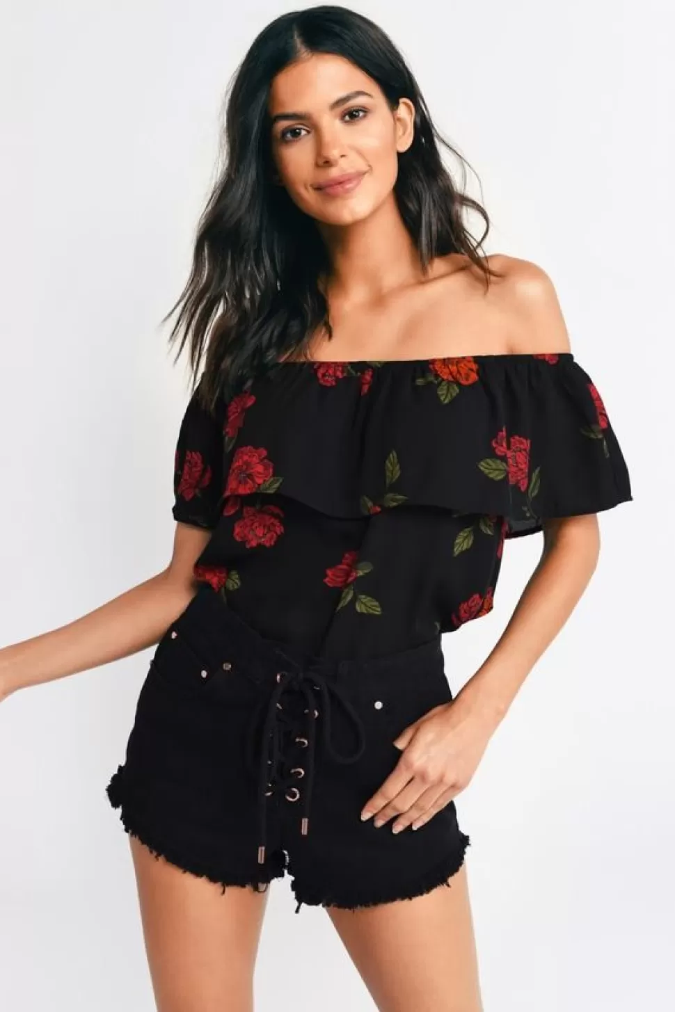 Off The Shoulder Tops*Tobi Lilian Off Shoulder Blouse Black