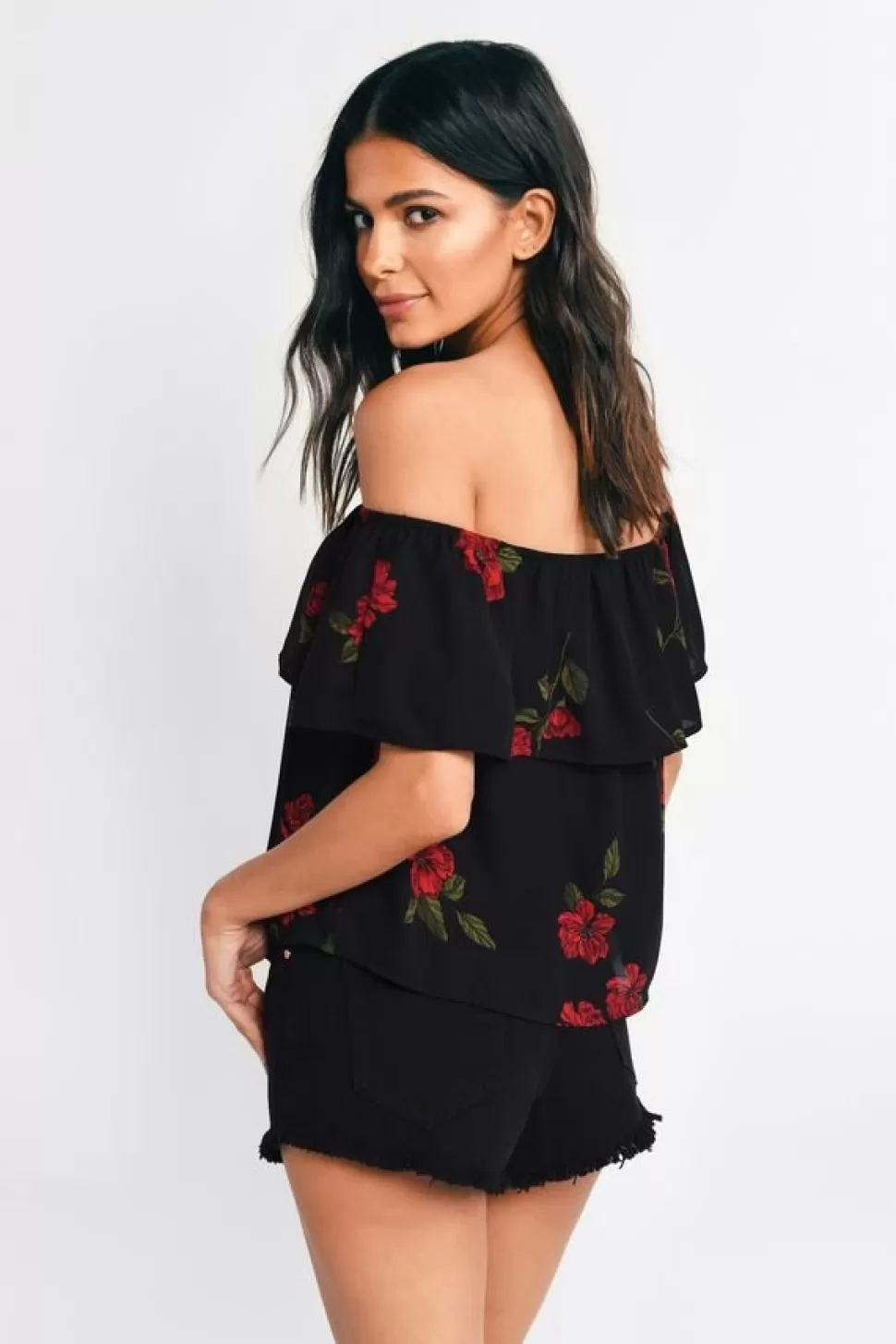 Off The Shoulder Tops*Tobi Lilian Off Shoulder Blouse Black