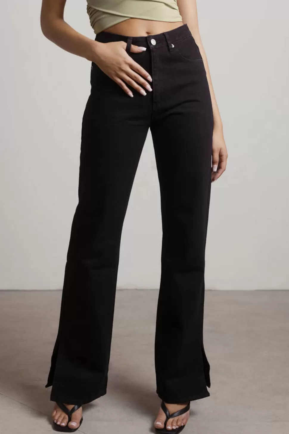 Pants*Tobi Lincoln Heights Side Slits Straight Leg Jeans Black