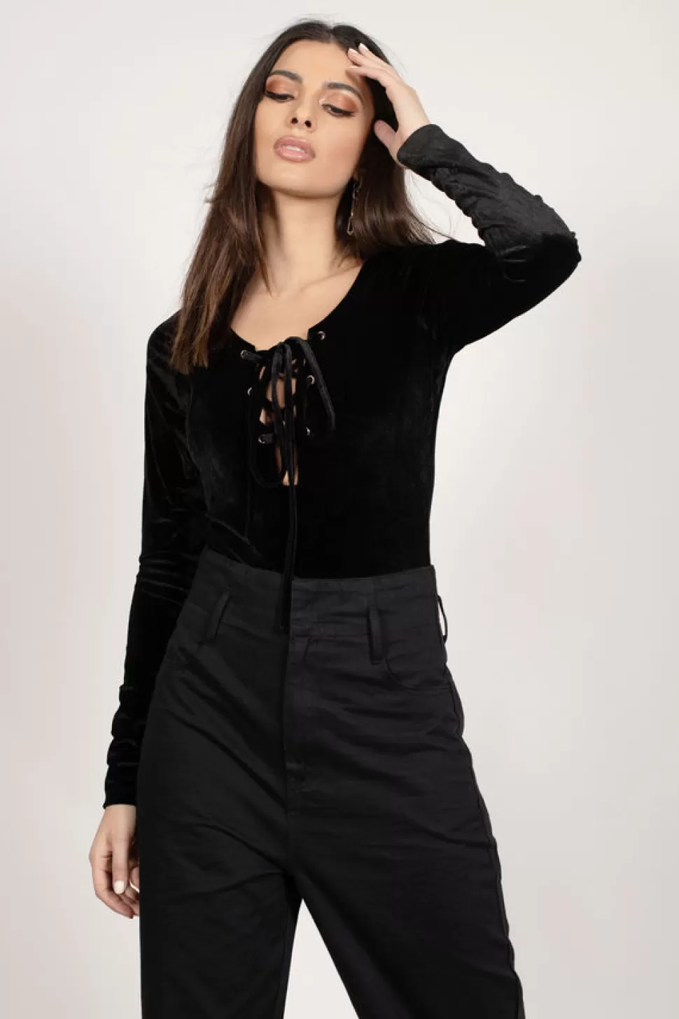 Bodysuits*Tobi Lisbeth Lace Up Bodysuit Black