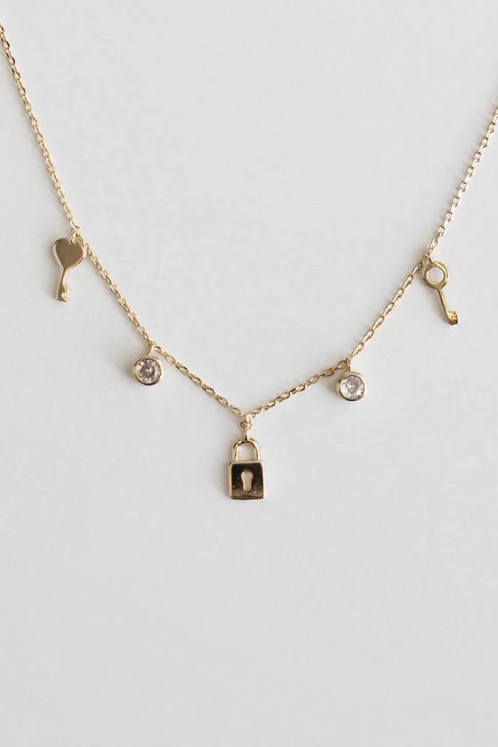 Jewelry*Tobi Lock And Key Charm Necklace Gold