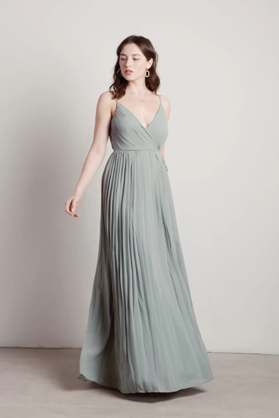 Black Tie & Evening Dresses*Tobi Love Galore Pleated Surplice Slit Maxi Dress Dusty Sage | Emerald | Light Blue | Wine