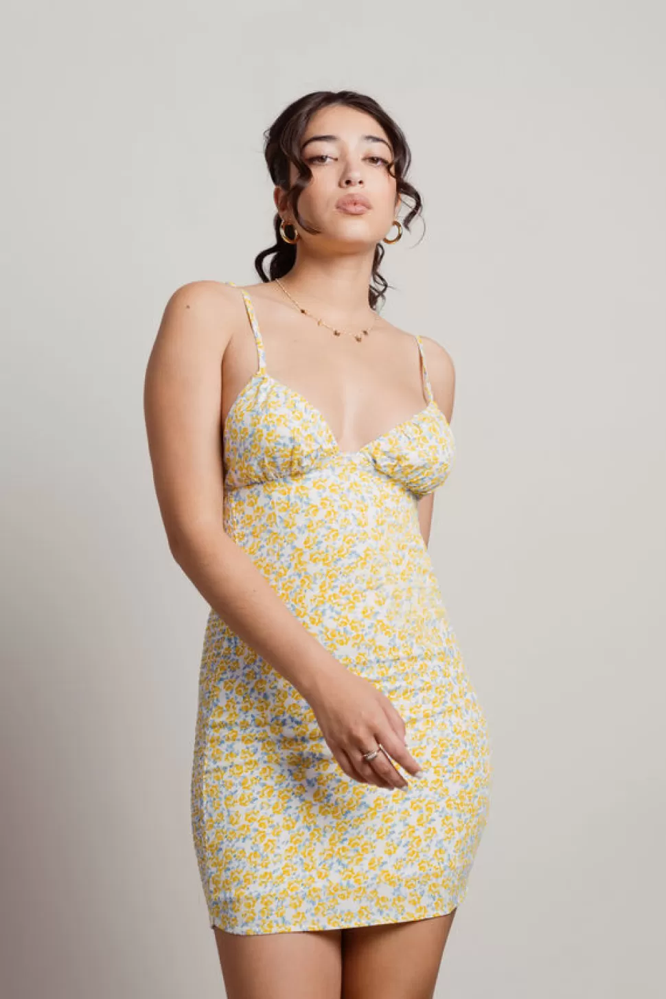 Bodycon Dresses*Tobi Love Interest Floral Bodycon Mini Dress Yellow