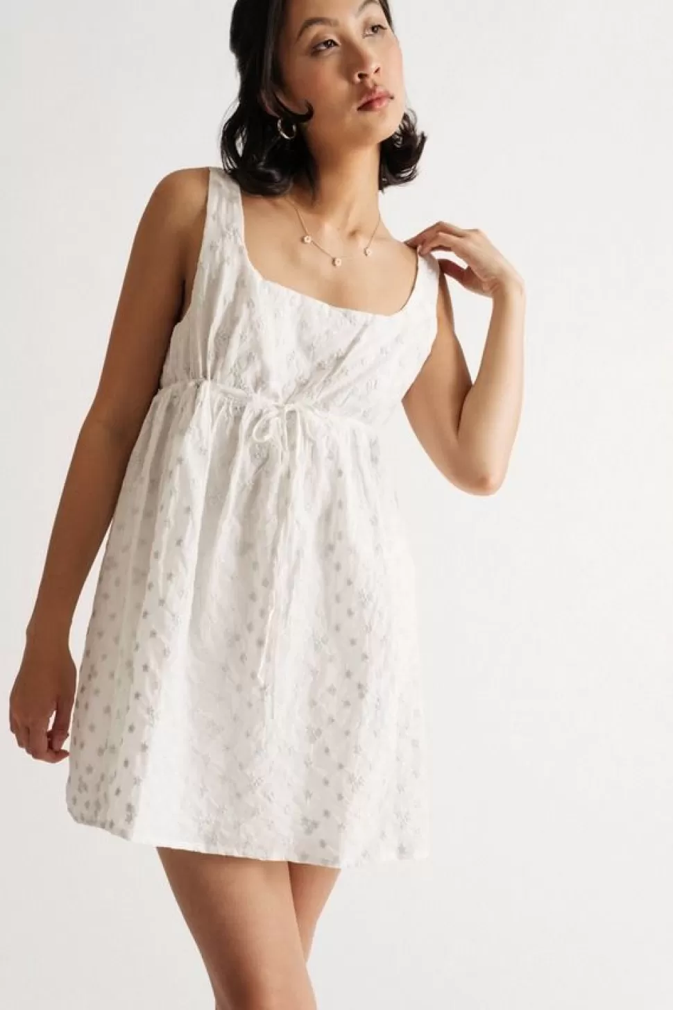 Sundresses*Tobi Luckie Embroidered Babydoll Skater Dress White