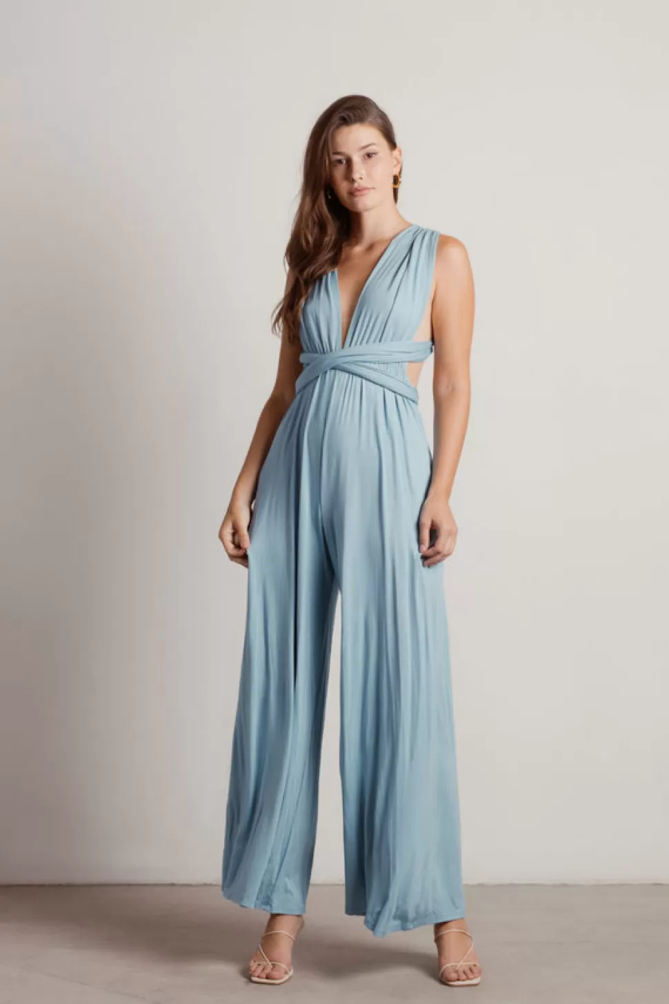 Rompers & Jumpsuits*Tobi Make It Up Multiway Convertible Tie Jumpsuit Blue