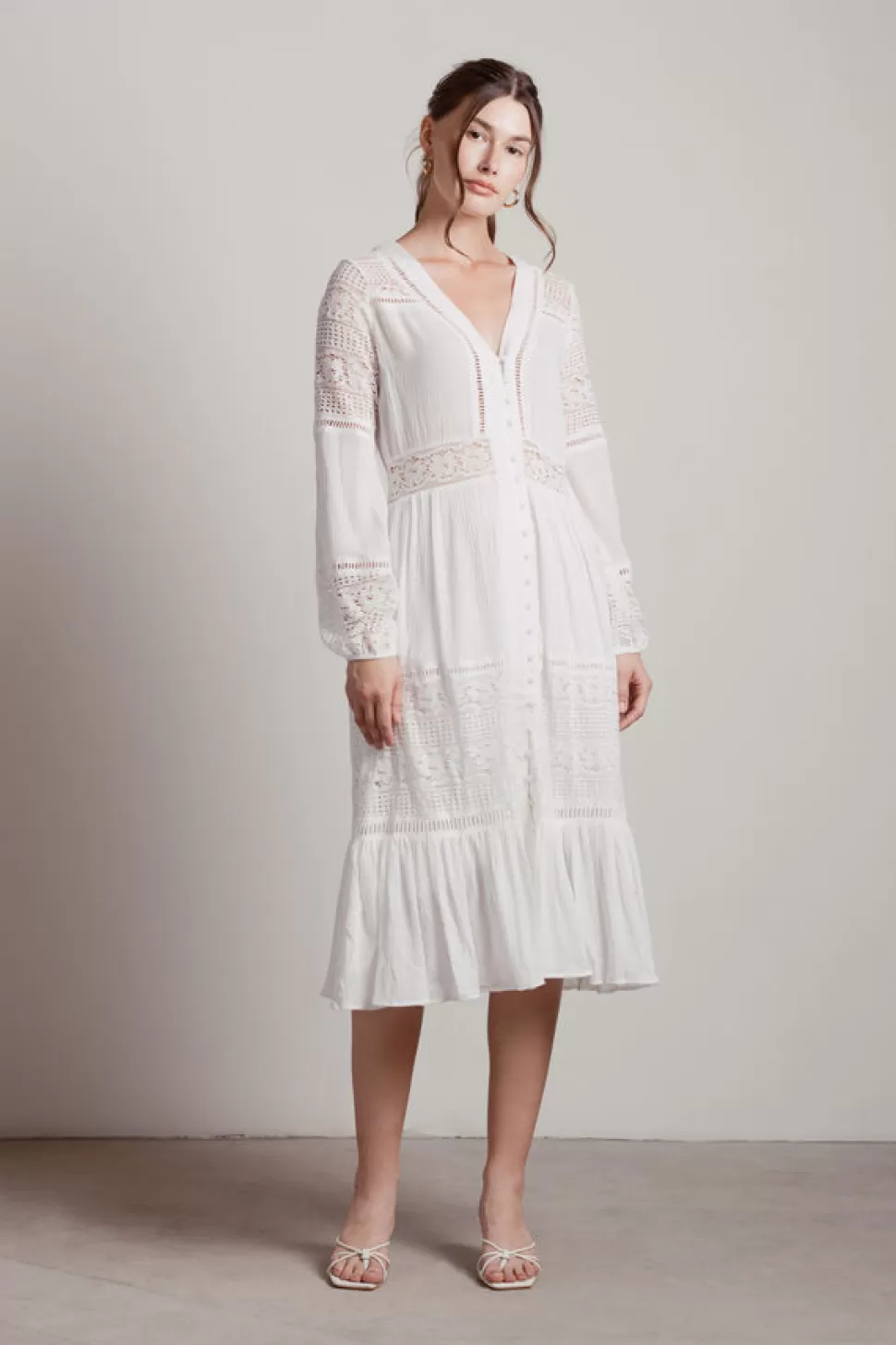 Sundresses*Tobi Malibu Mornings Lace Inset Midi Dress White