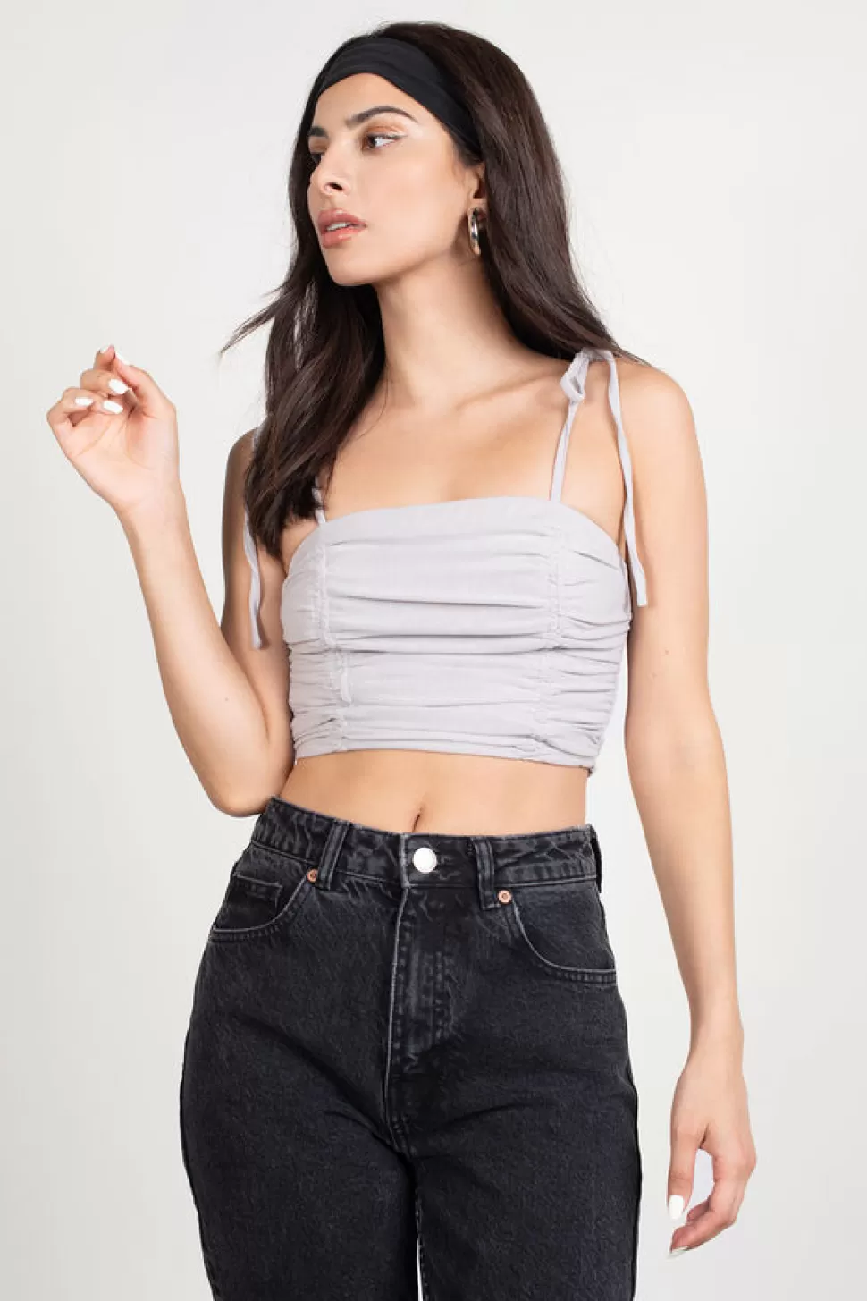 Going Out Tops*Tobi Meera Ruched Crop Top Stone