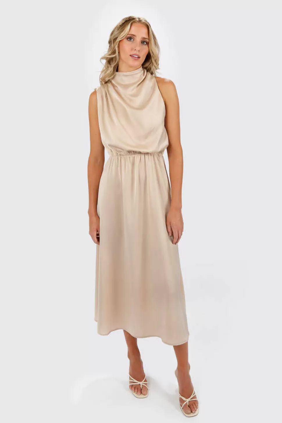 Black Tie & Evening Dresses*Tobi Milana Halter Sleeveless Maxi Dress Party Dress Khaki