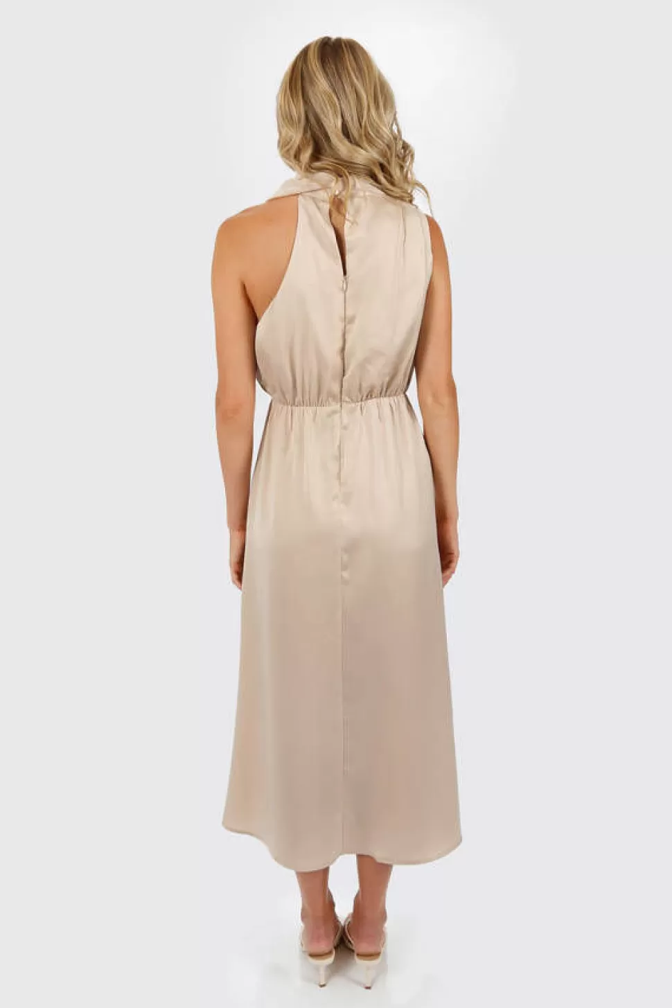 Black Tie & Evening Dresses*Tobi Milana Halter Sleeveless Maxi Dress Party Dress Khaki