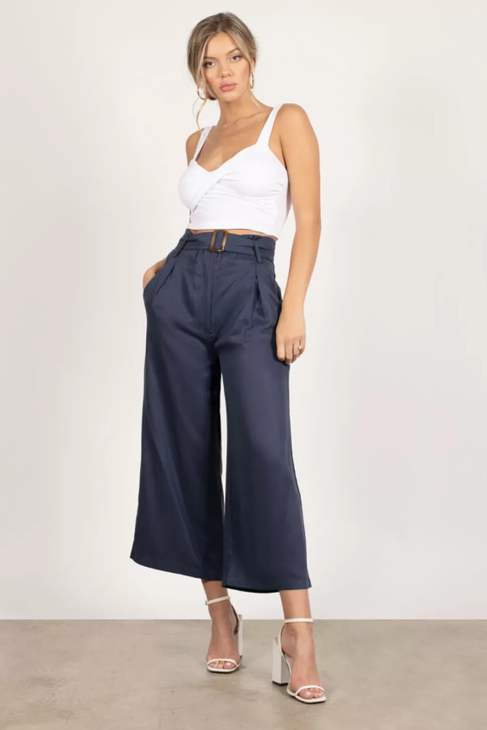 Pants*Tobi Millie Cropped Wide Leg Pants Navy