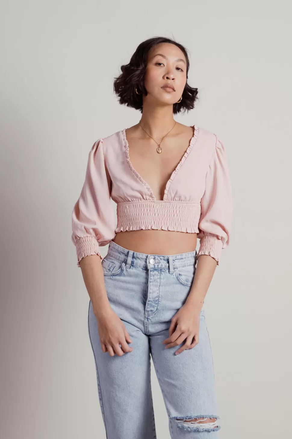 Blouses & Shirts*Tobi Mind Games Satin Backless Smocked Crop Top Pink