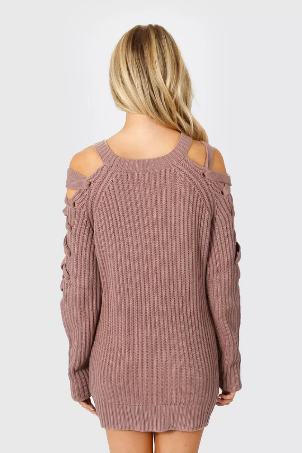 Sweaters & Cardigans*Tobi Miracle Lace Up Sweater Dress Mauve | Black | Wine