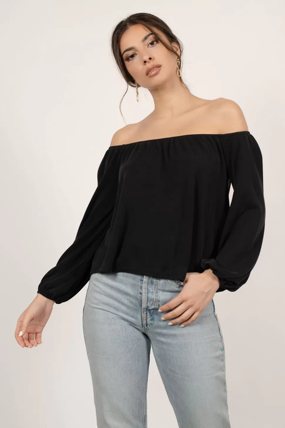 Off The Shoulder Tops*Tobi Miranda Off Off Shoulder Blouse Black