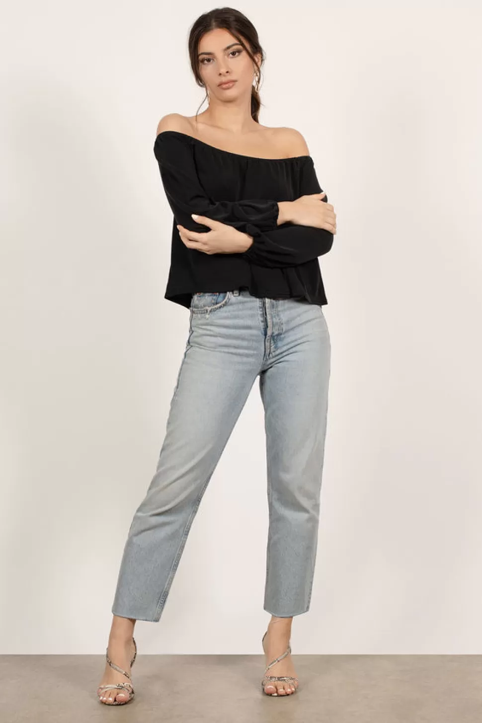 Off The Shoulder Tops*Tobi Miranda Off Off Shoulder Blouse Black